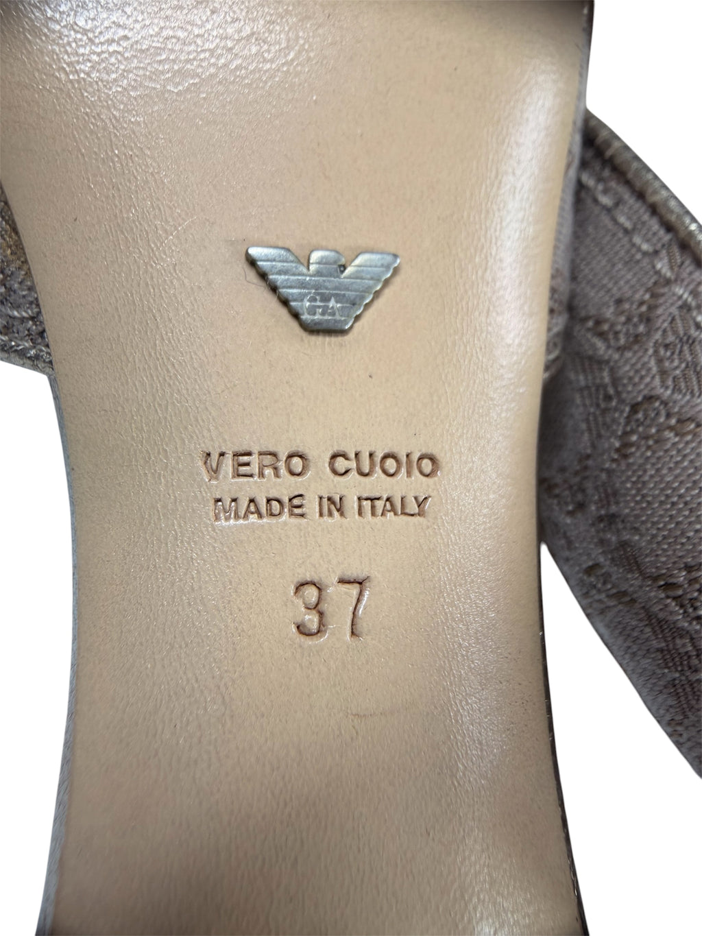 Emporio Armani Vintage Y2K Monogram Kitten Heel Mules EU 37