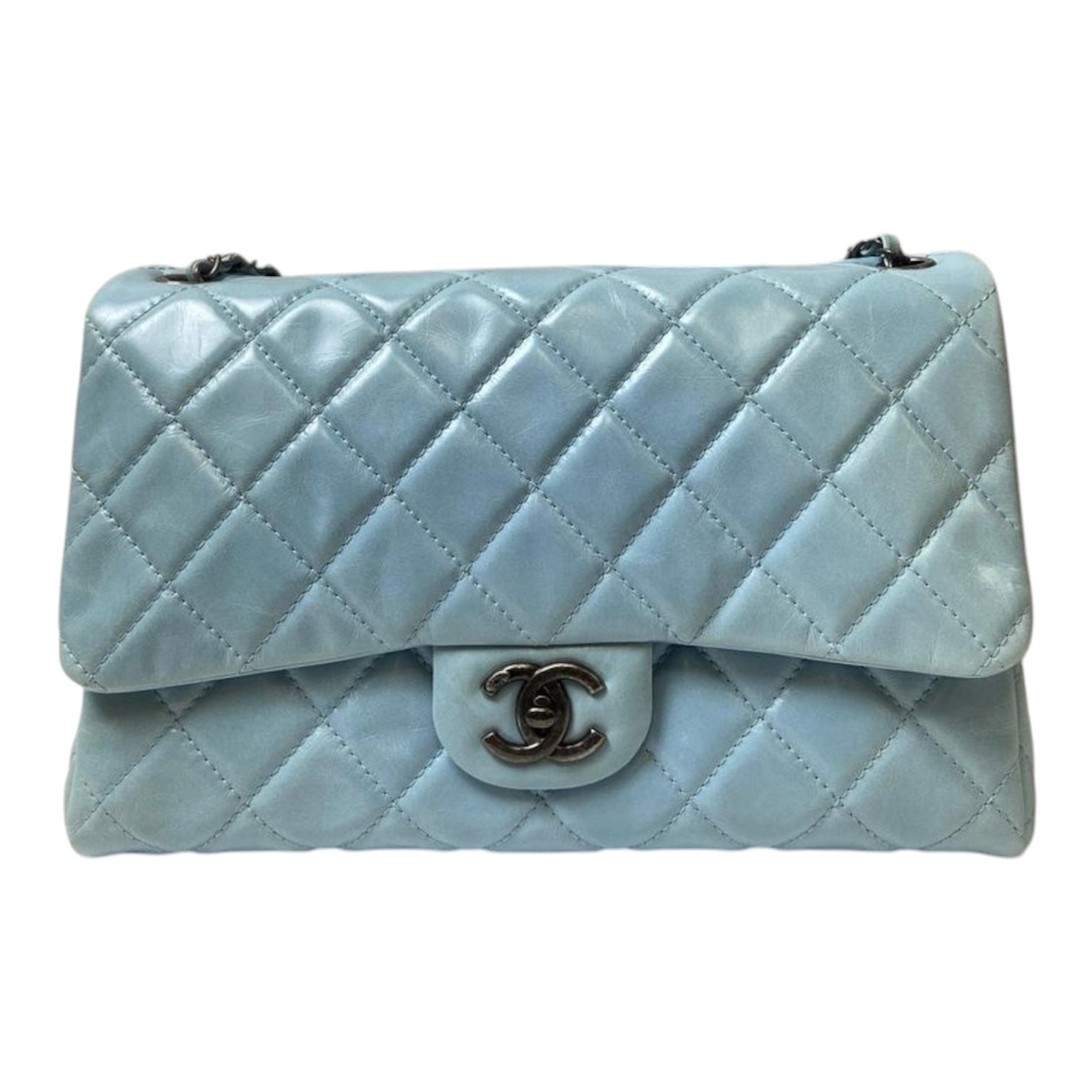 Chanel Classic Flap Jumbo Bag – Soft Blue Glazed Lambskin Leather