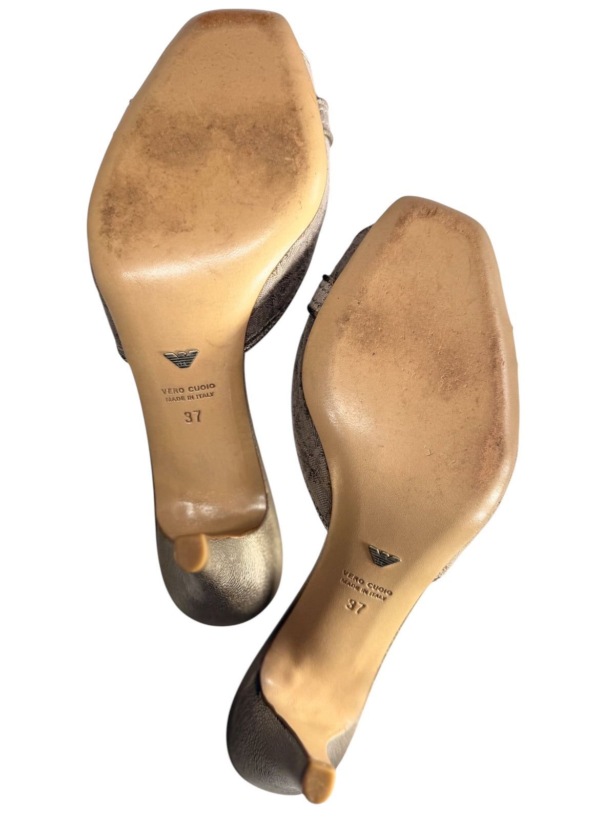 Emporio Armani Vintage Y2K Monogram Kitten Heel Mules EU 37