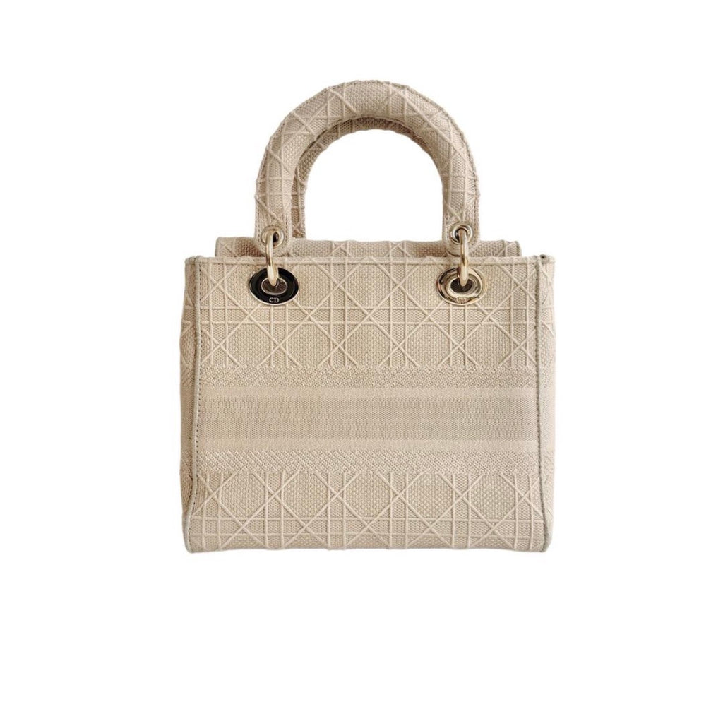 Lady D-Lite Bag Cannage Embroidered Canvas Medium Satchel