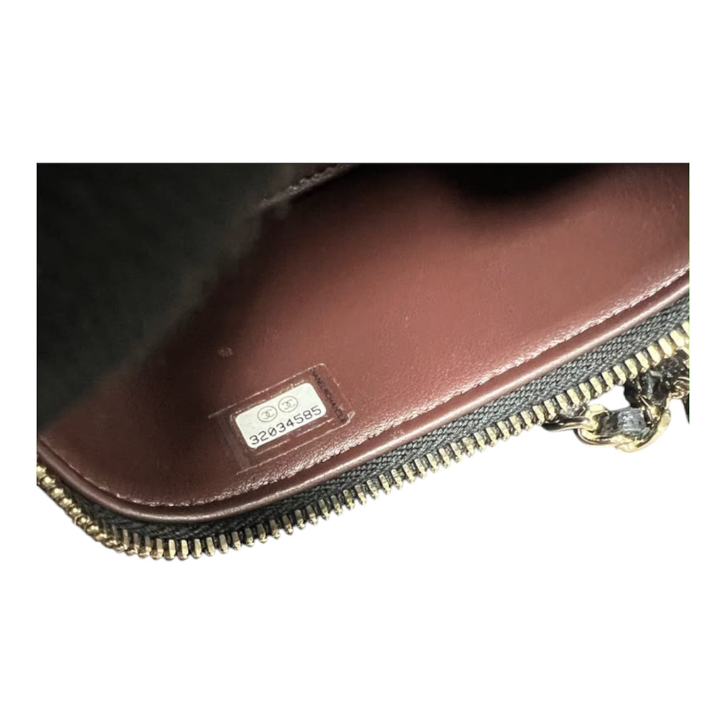 Chanel Mini Vanity Case In Black Quilted Caviar Leather With Gold Hardware