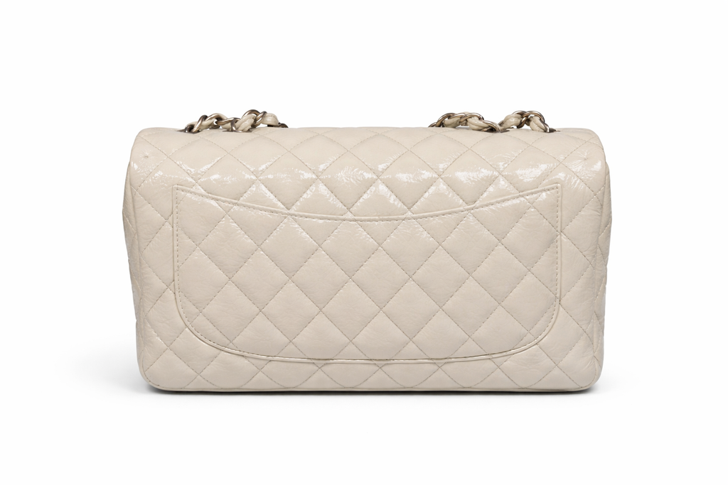 Chanel Jumbo Classic Flap Bag – Light Grey Patent Leather