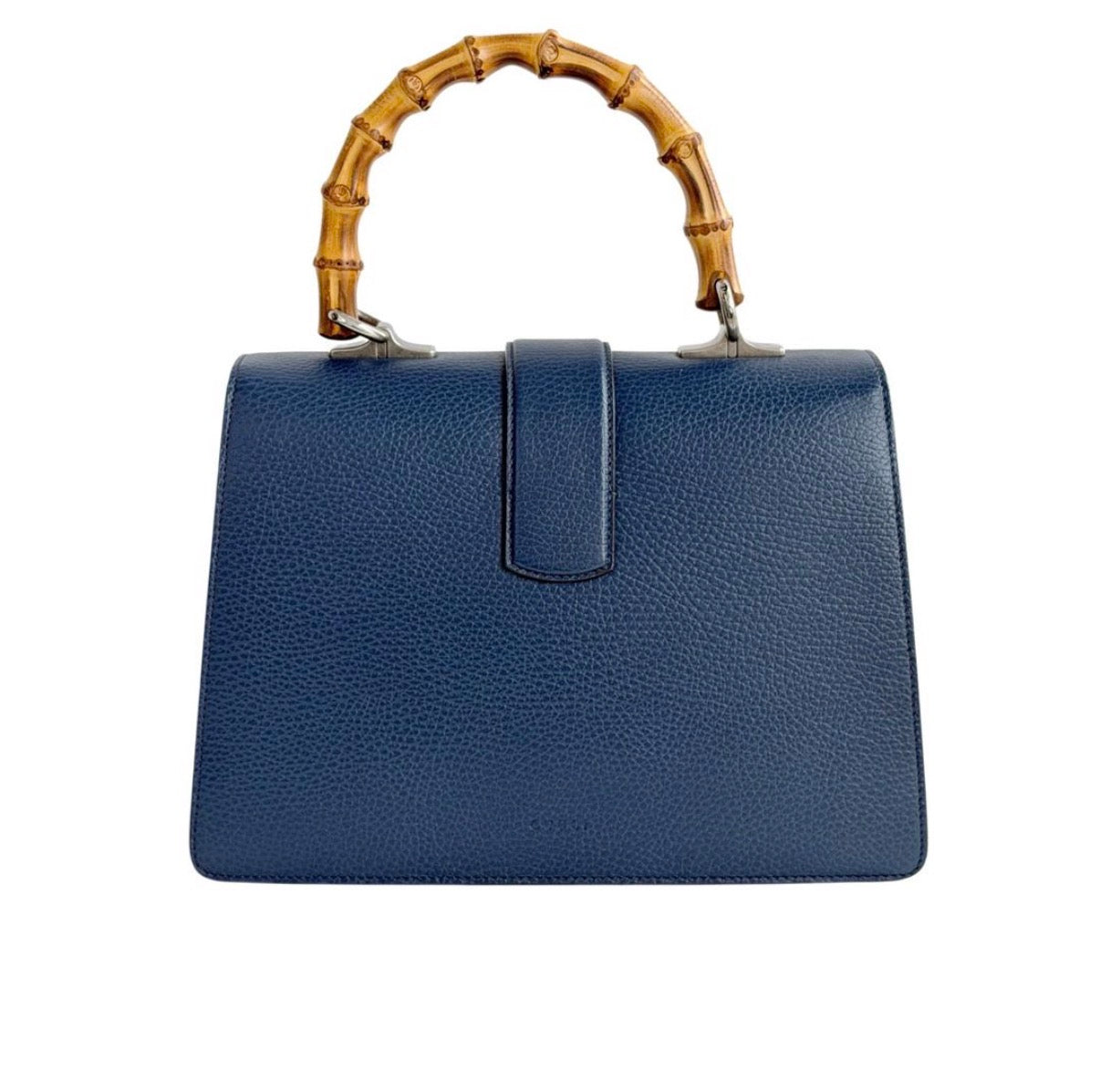 Gucci Navy Blue Leather Medium Dionysus Bamboo Top Handle Bag
