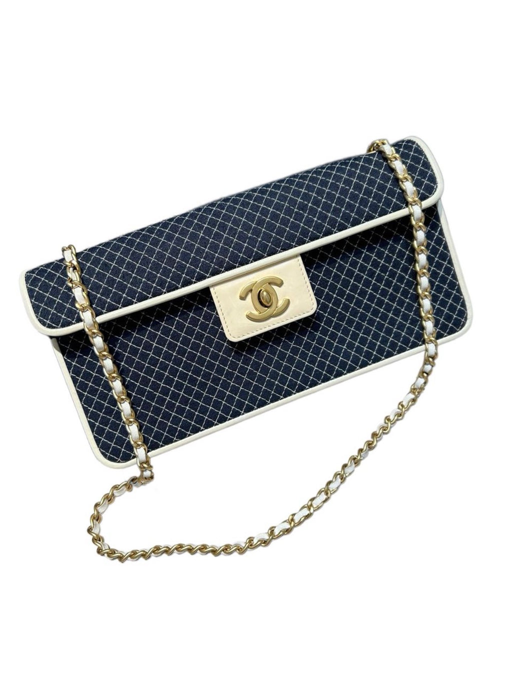 Chanel Vintage Quilted Fabric Colour-Block Classic Flap (2003)