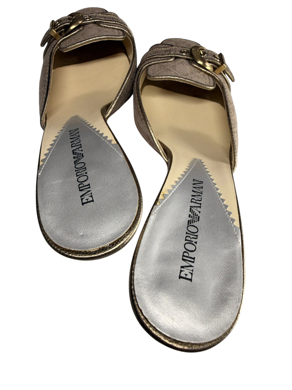 Emporio Armani Vintage Y2K Monogram Kitten Heel Mules EU 37