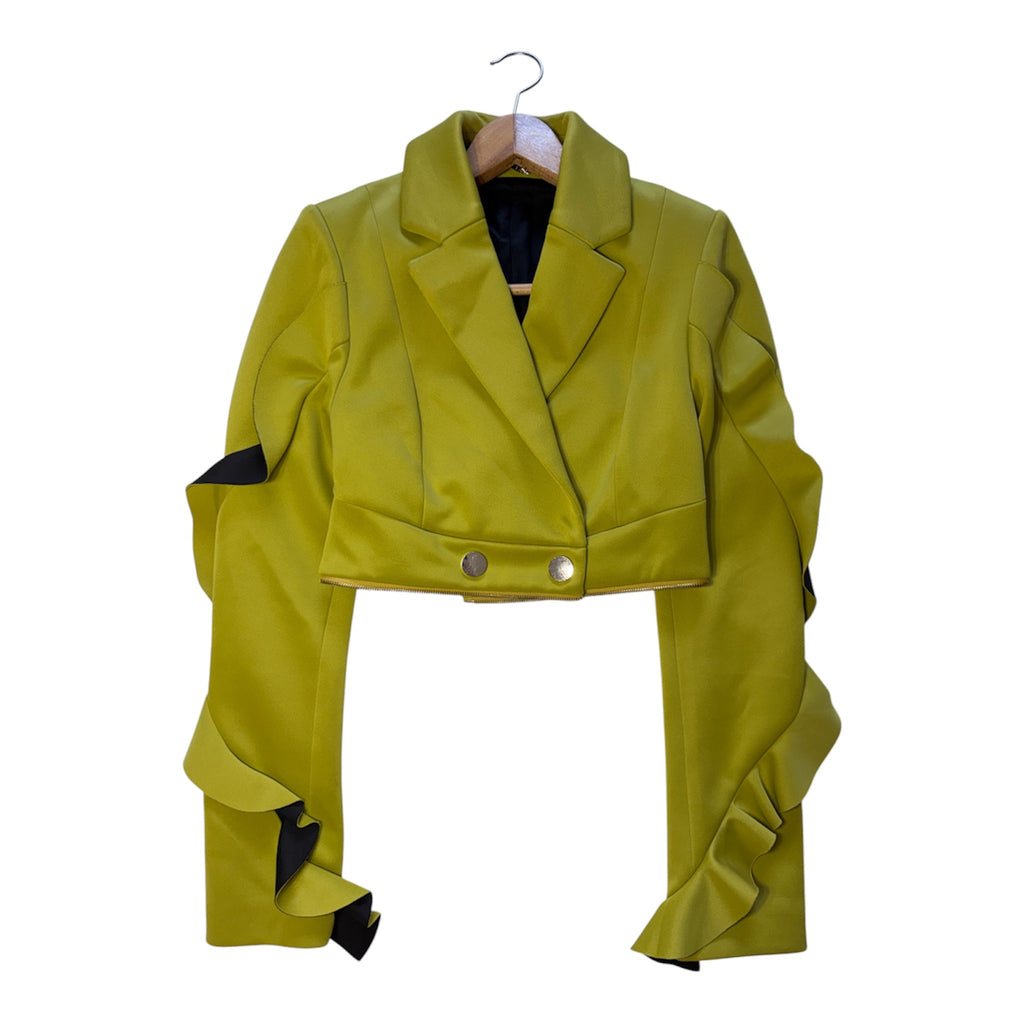 Mangano Convertible Chartreuse Green Dress & Cropped Blazer
