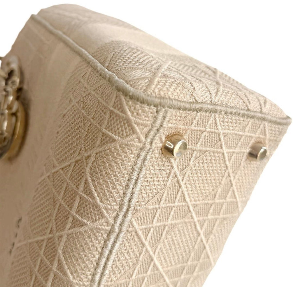 Lady D-Lite Bag Cannage Embroidered Canvas Medium Satchel