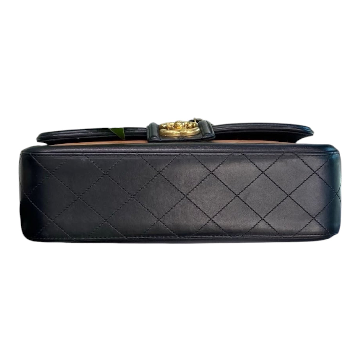 Chanel Medium Flap Bag In Dark Beige And Black Lambskin Quilted Leather With Gold Hardware