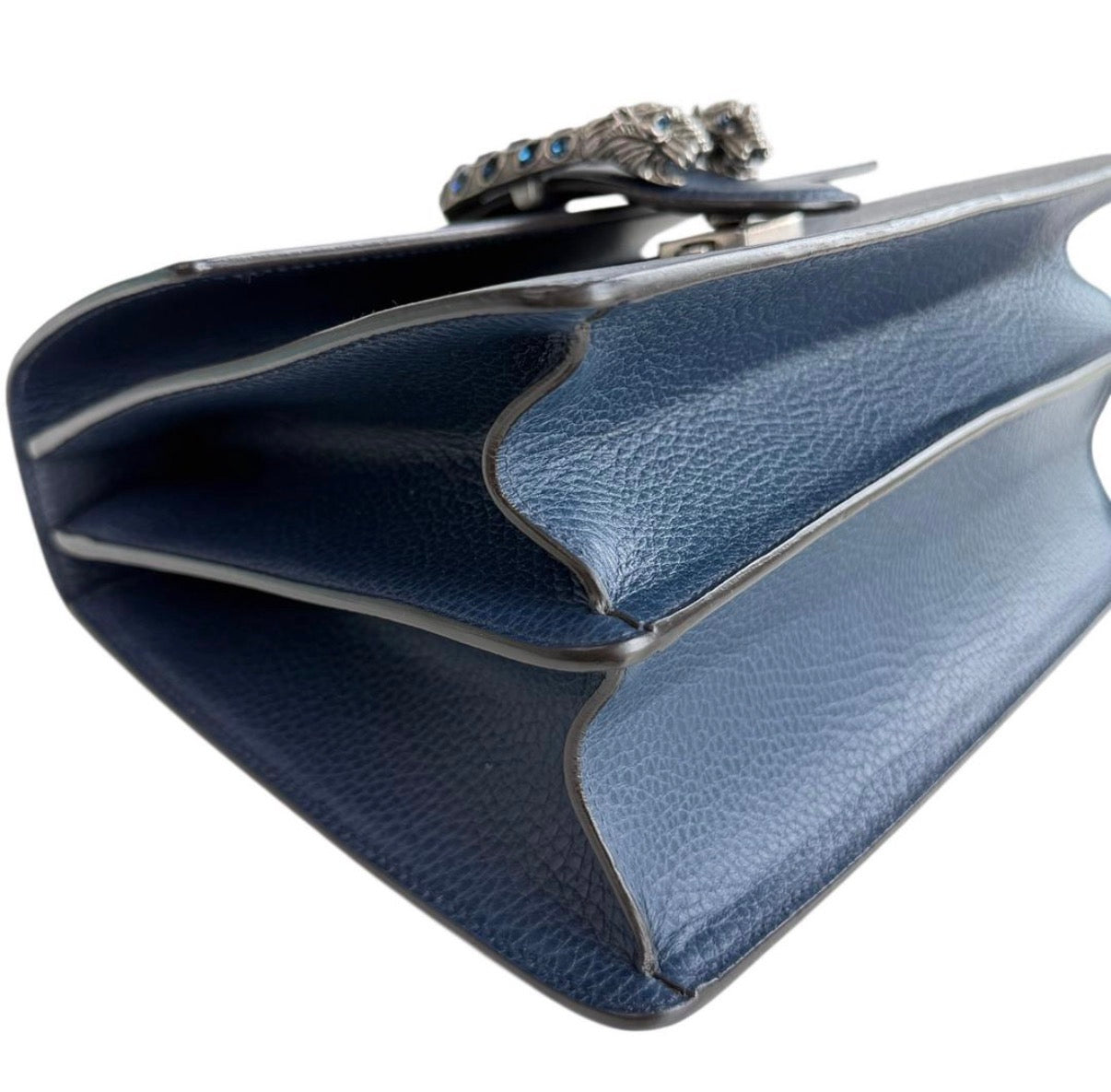 Gucci Navy Blue Leather Medium Dionysus Bamboo Top Handle Bag