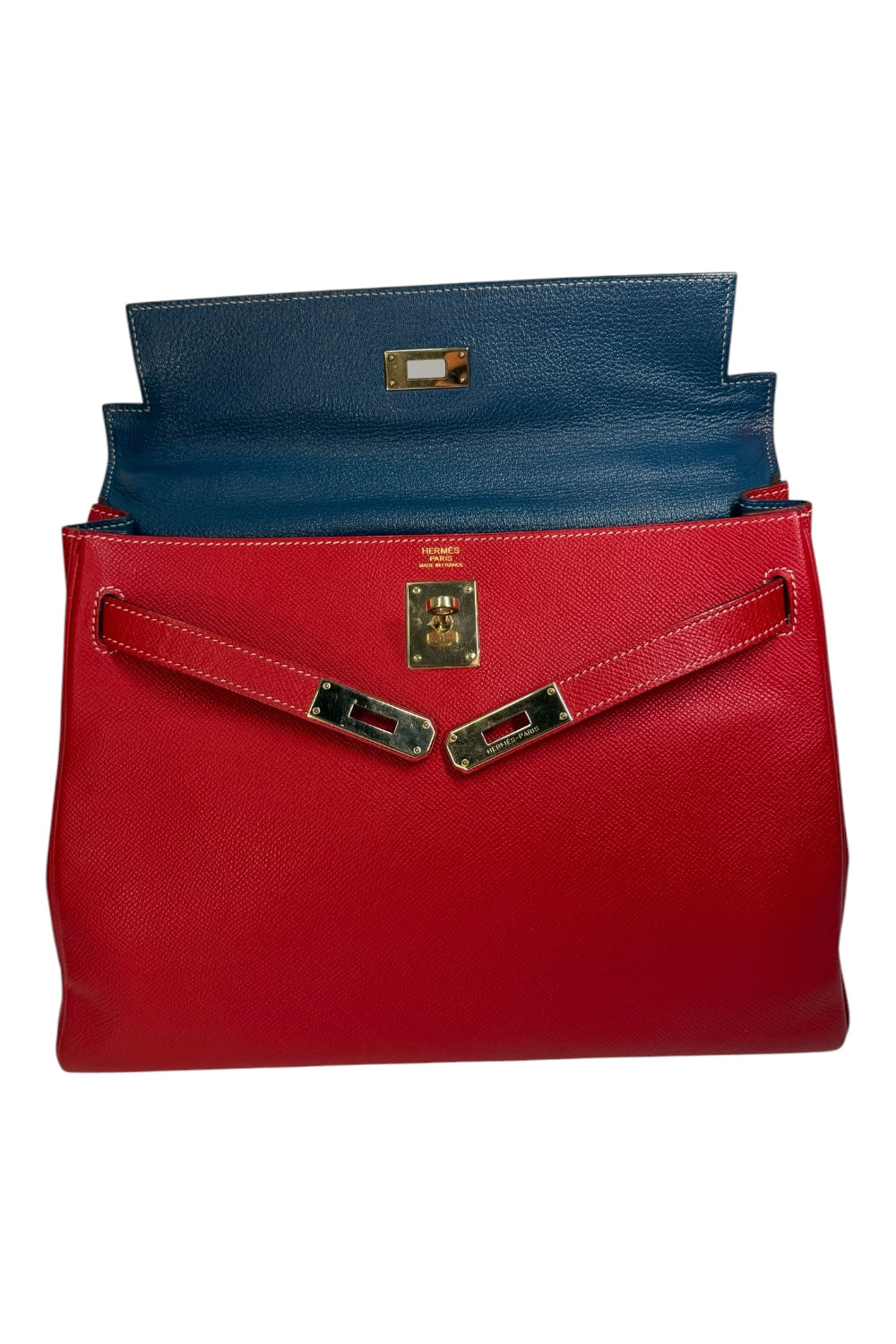 Hermès Kelly 32 Retourné Rouge Casaque Epsom