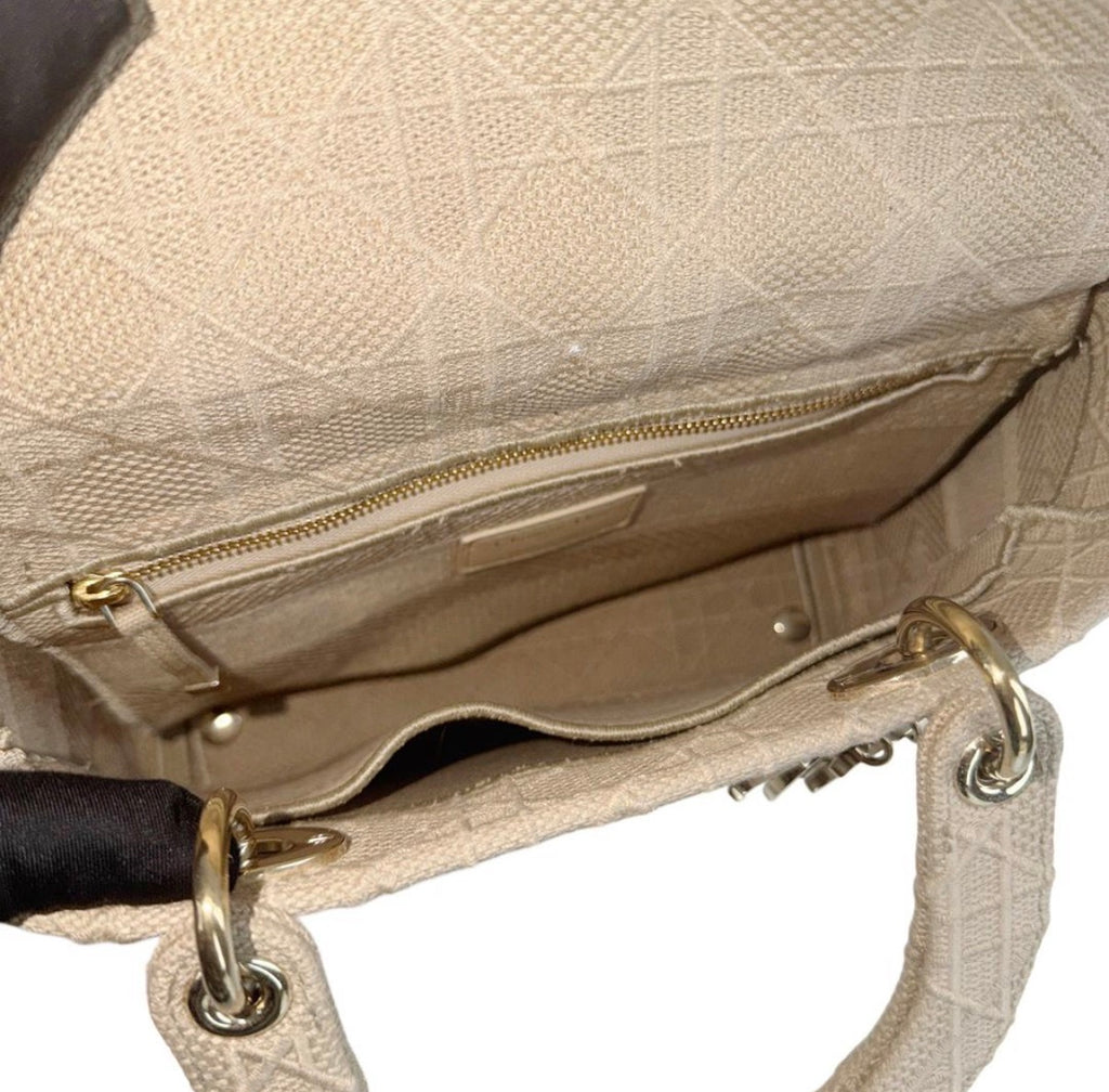 Lady D-Lite Bag Cannage Embroidered Canvas Medium Satchel