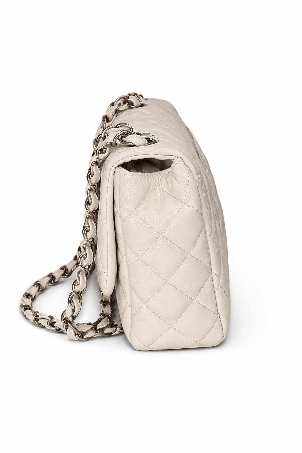 Chanel Jumbo Classic Flap Bag – Light Grey Patent Leather