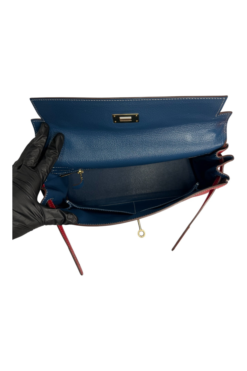 Hermès Kelly 32 Retourné Rouge Casaque Epsom