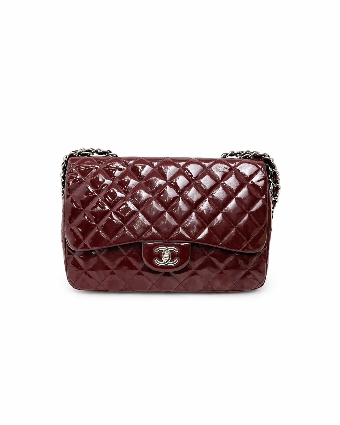 Chanel Jumbo Classic Flap Bag Burgundy Patent Leather