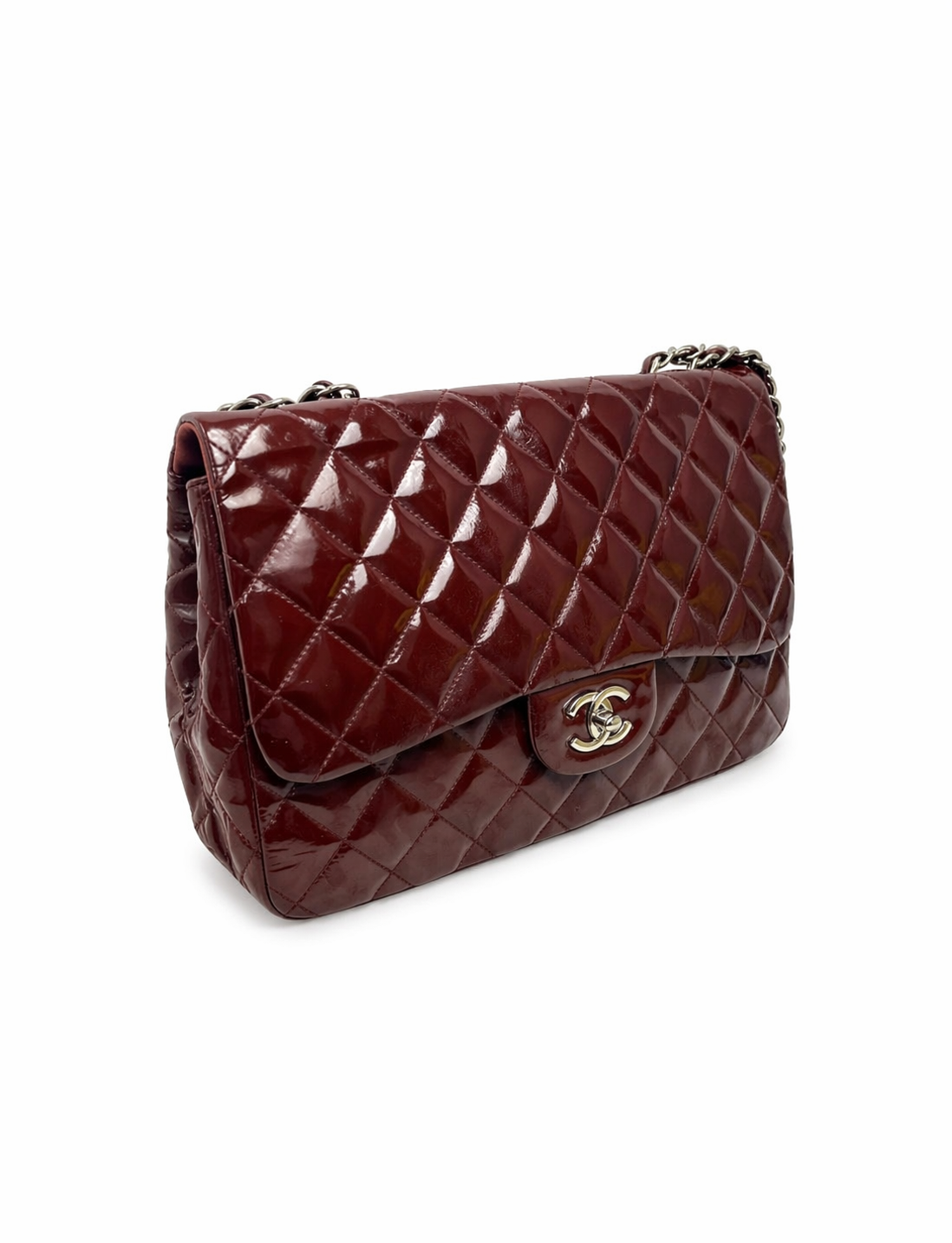 Chanel Jumbo Classic Flap Bag Burgundy Patent Leather