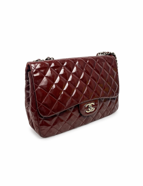 Chanel Jumbo Classic Flap Bag Burgundy Patent Leather