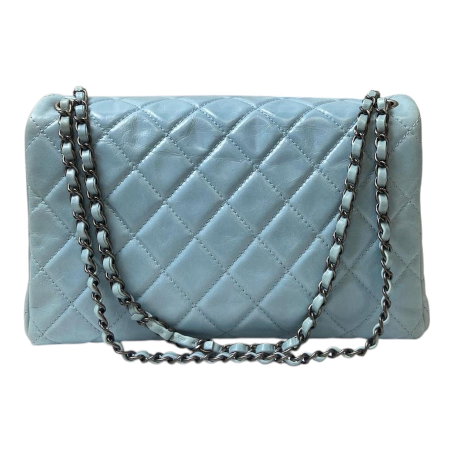 Chanel Classic Flap Jumbo Bag – Soft Blue Glazed Lambskin Leather