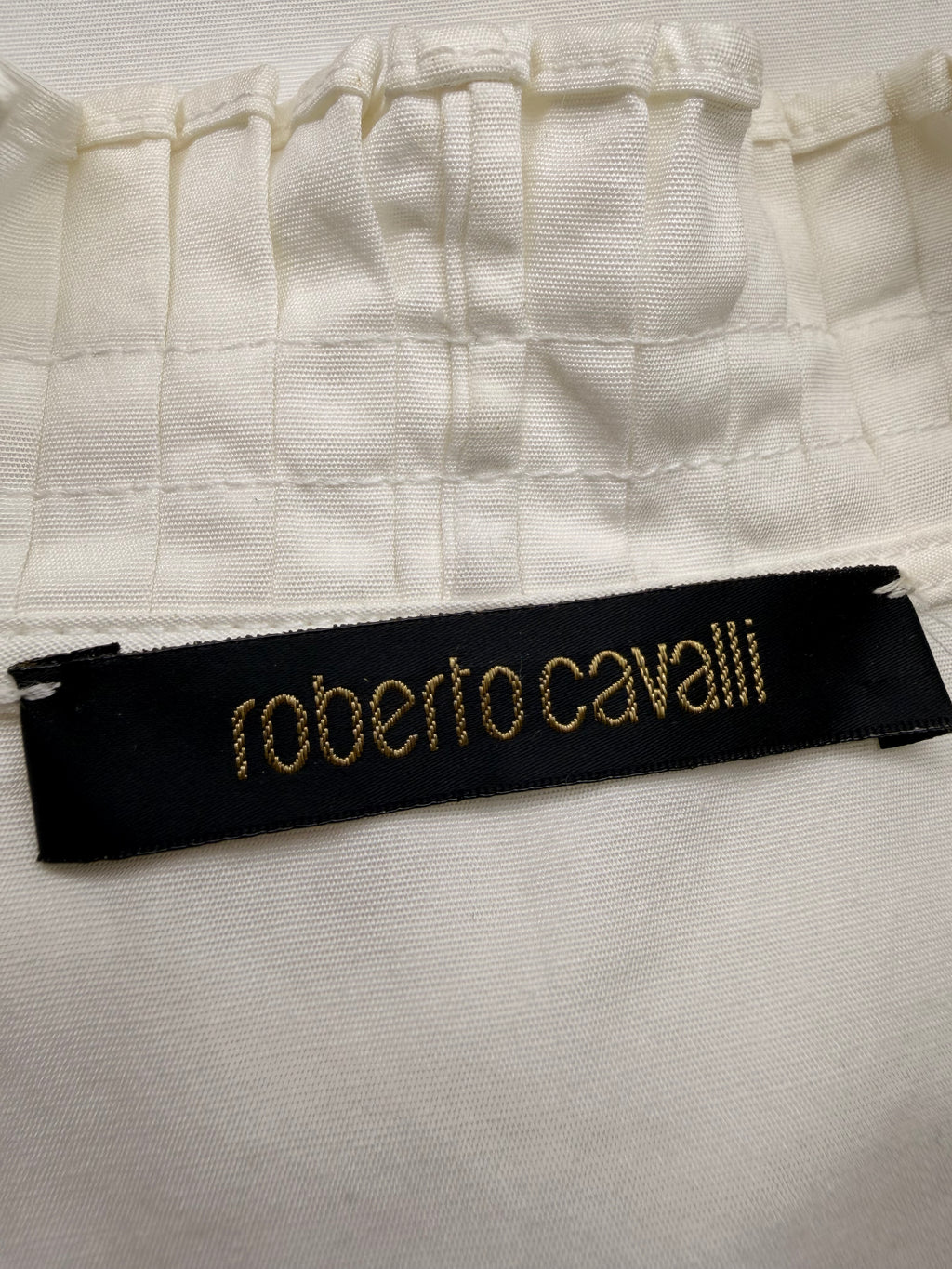 Roberto Cavalli White Pleated Detail Shirt
