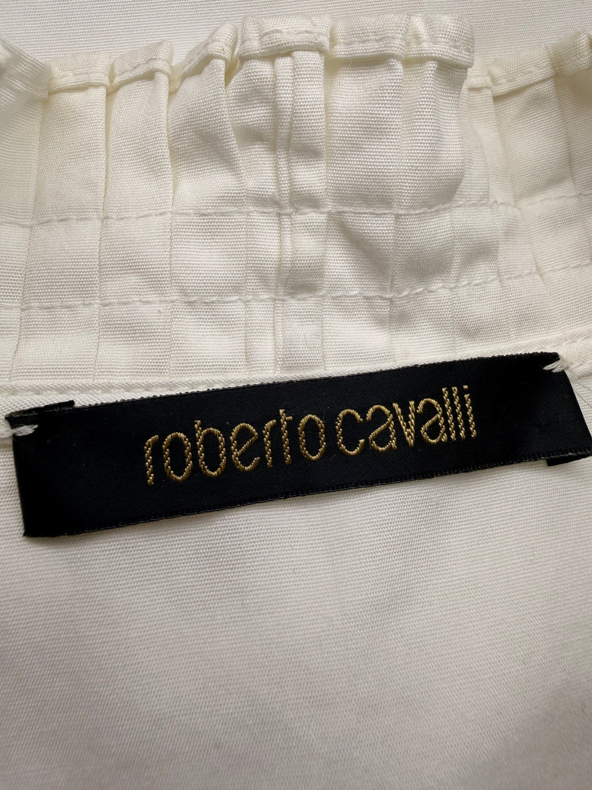 Roberto Cavalli White Pleated Detail Shirt