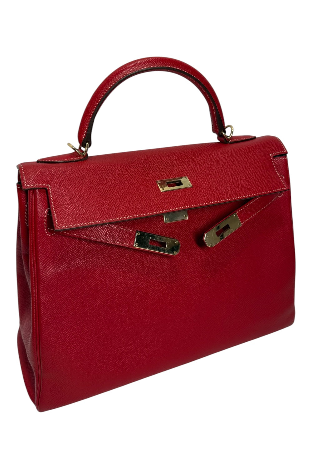 Hermès Kelly 32 Retourné Rouge Casaque Epsom