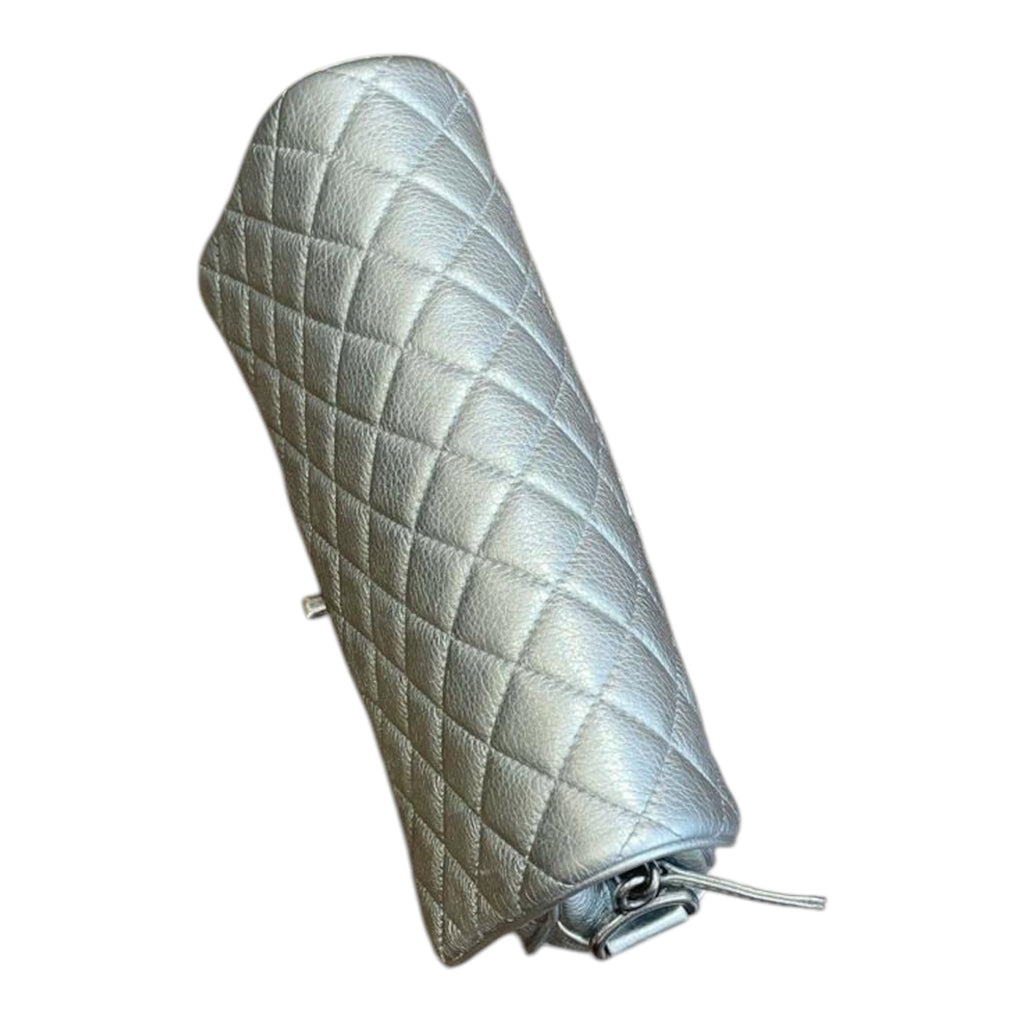 Chanel Flap Bag In Metallic Calfskin Quilted Leather With Ruthenium Hardware