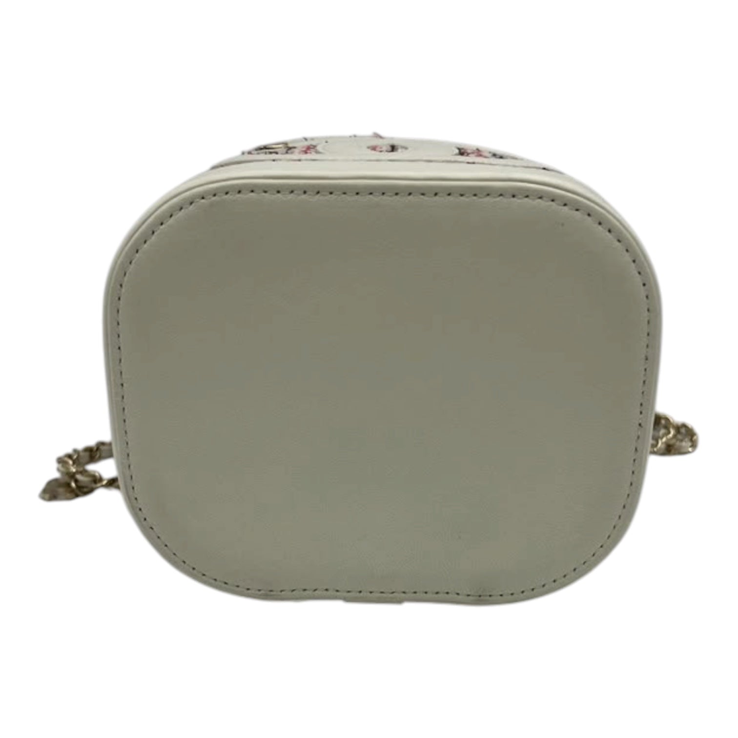 Chanel Vanity Case In White Tweed Leather With Gold Hardware