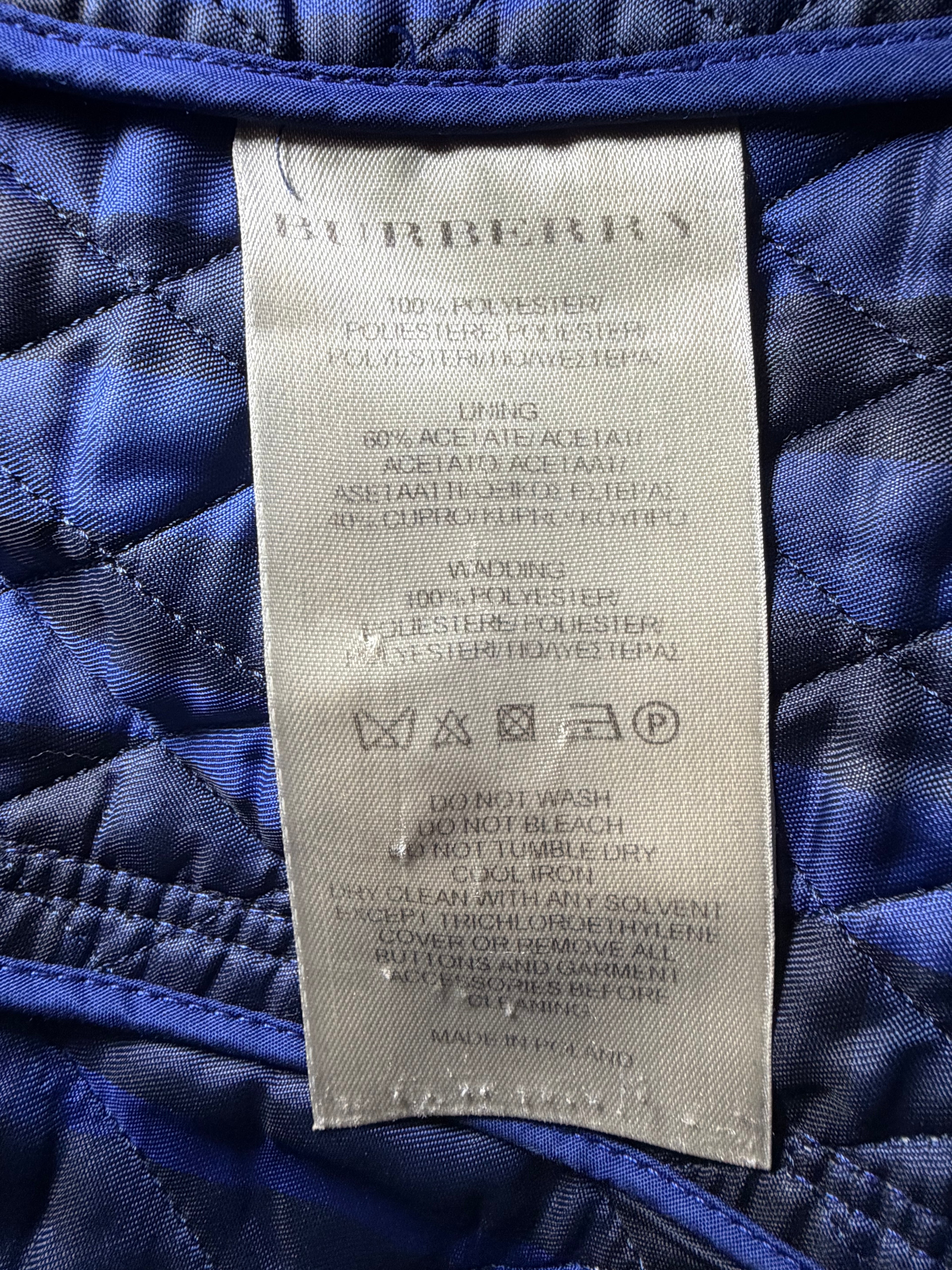 Burberry Royal Navy Double Breasted Quilted Jacket