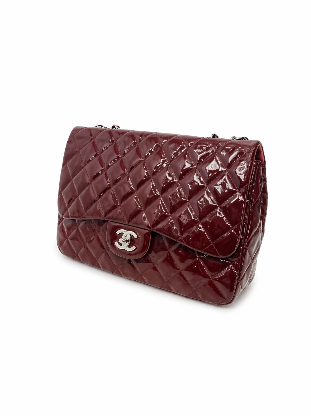 Chanel Jumbo Classic Flap Bag Burgundy Patent Leather